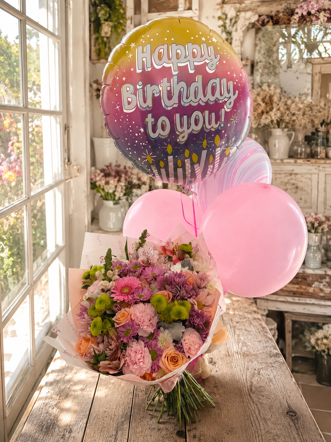🎈 Set de Globos con Helio "Happy Birthday To You" (4 Pzas) - La Regalería