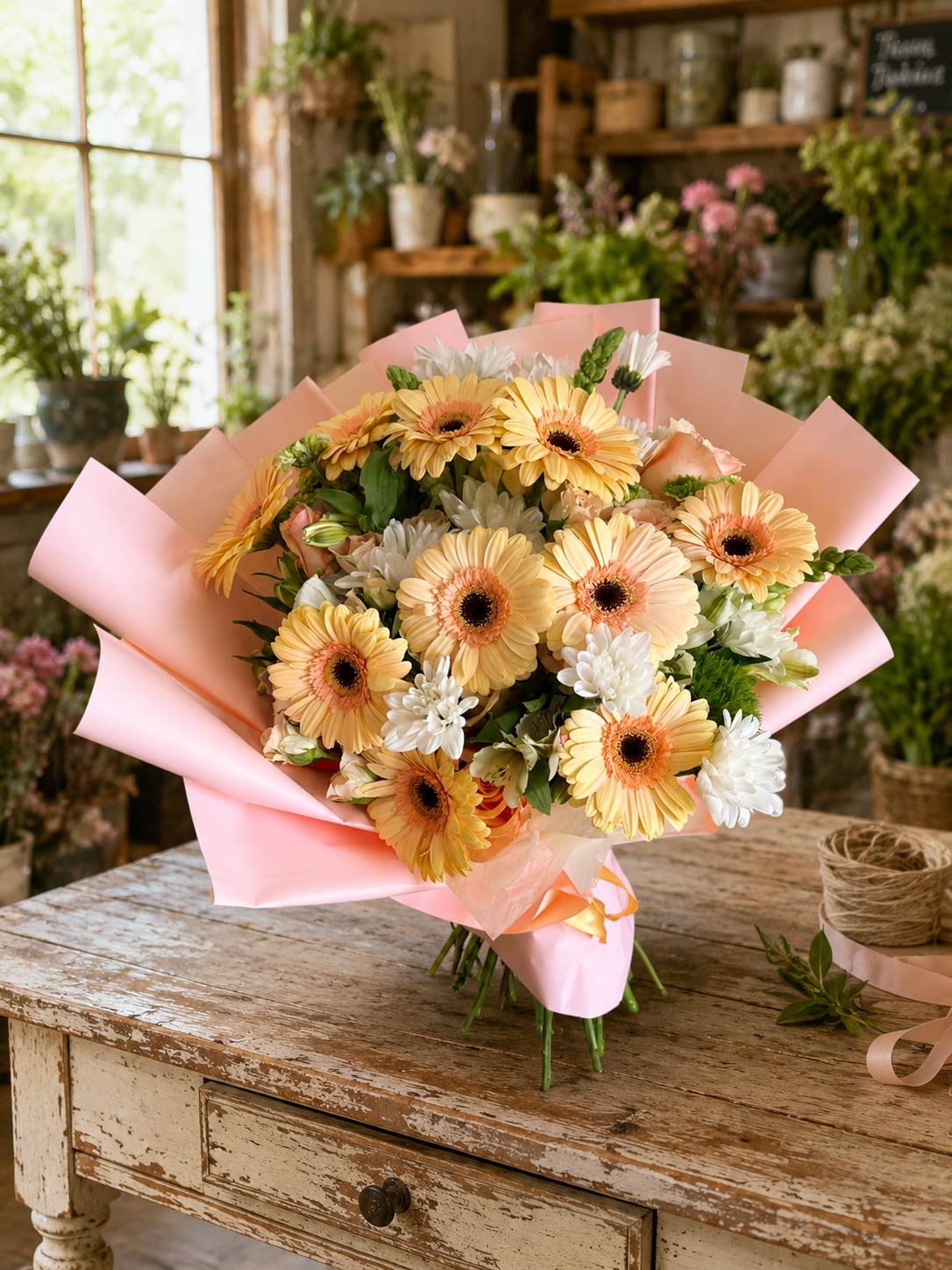 🌸 Bouquet Alegría de Gerberas Melocotón - La Regalería