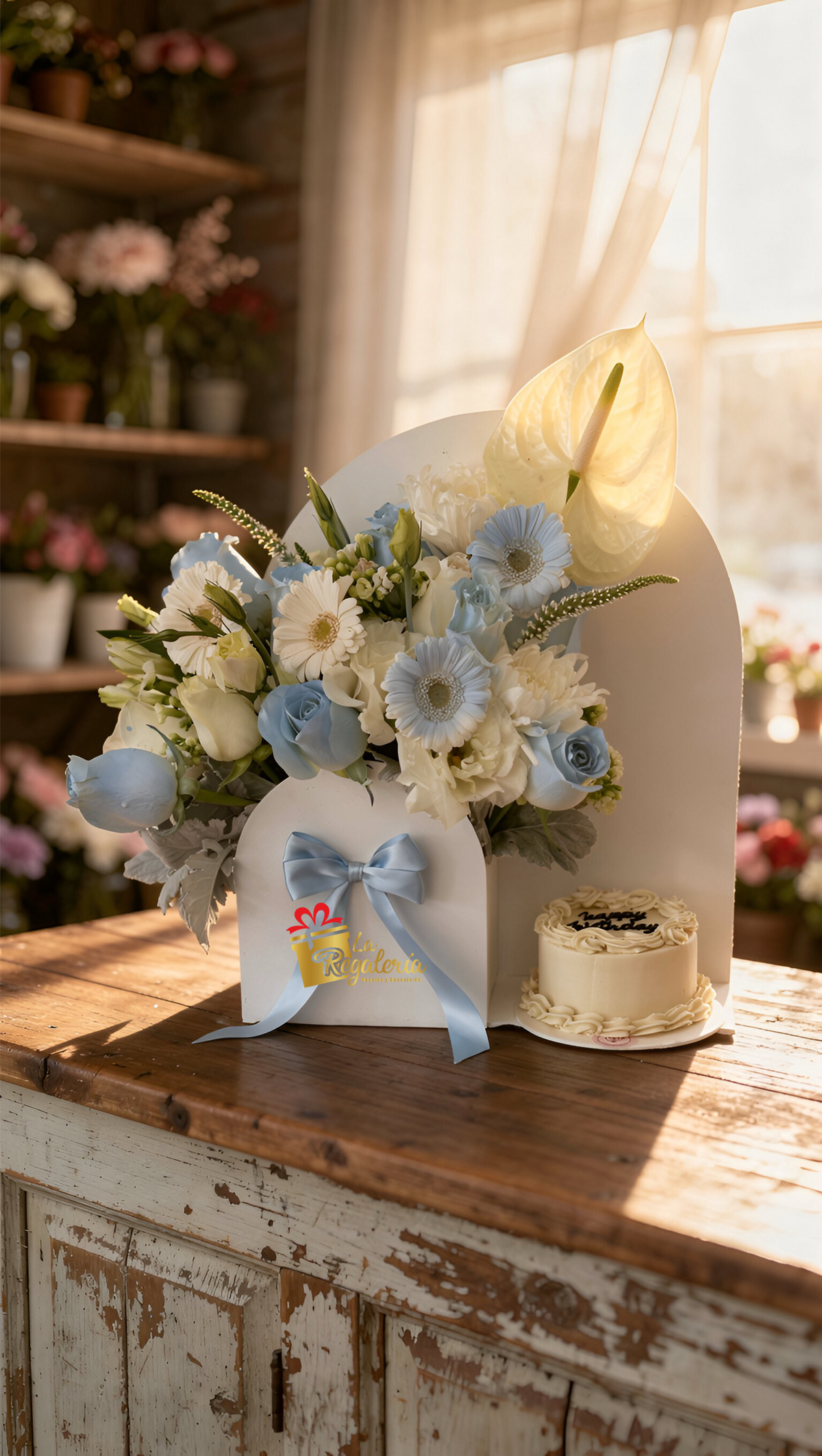 🌸 Combo Celebración Premium: Flores + Mini Pastel - La Regalería